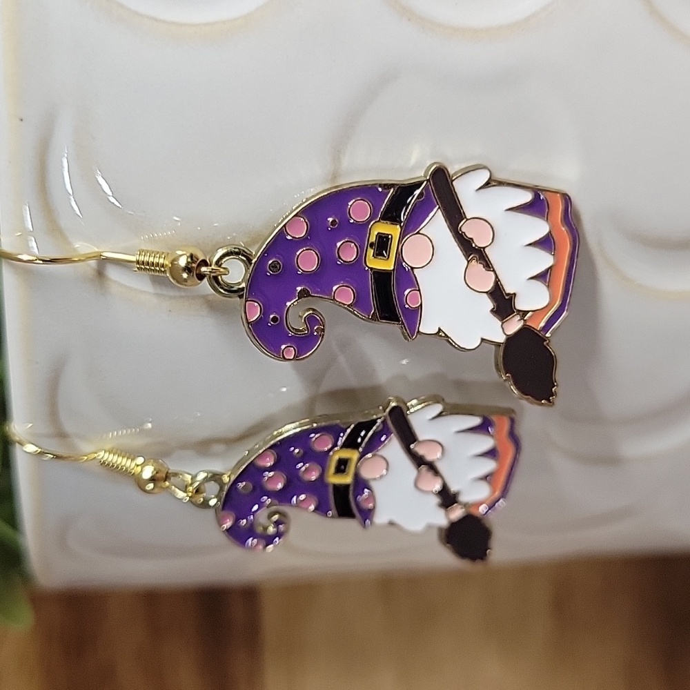 PURPLE WITCH GNOME EARRINGS